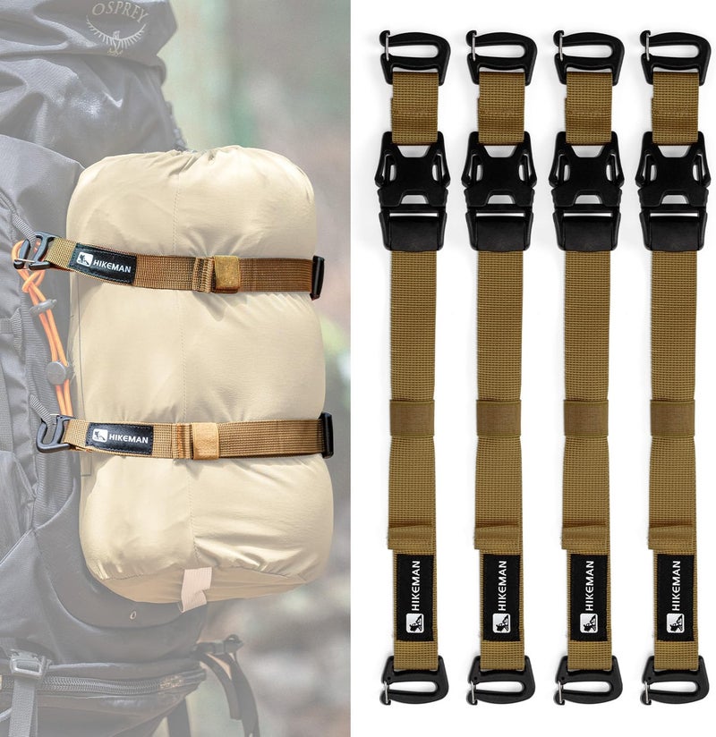 HIKEMAN 4 Pcs Tactical Molle System Backpack Straps and Buckles Set -Adjustable 19.49" Pack Attachment Strap Accessories(Khaki) - Image 1